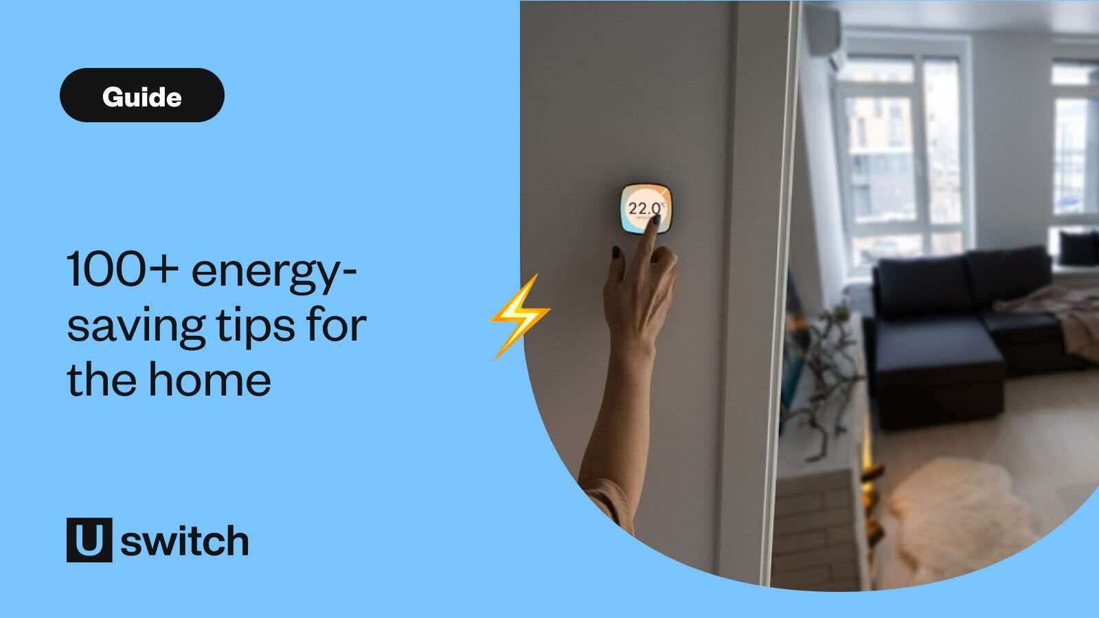 Woman saving energy at home via thermostat
