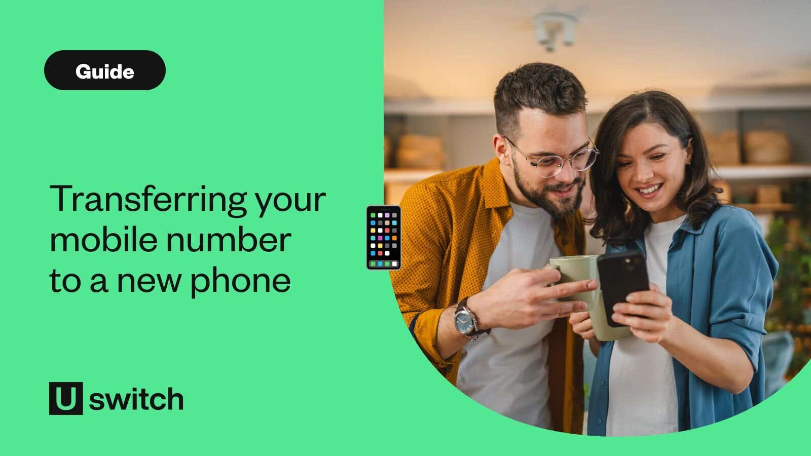 Transferring your number guide young man on his mobile phone