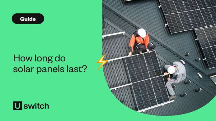 A feature image showing two people installing solar panels onto a roof.