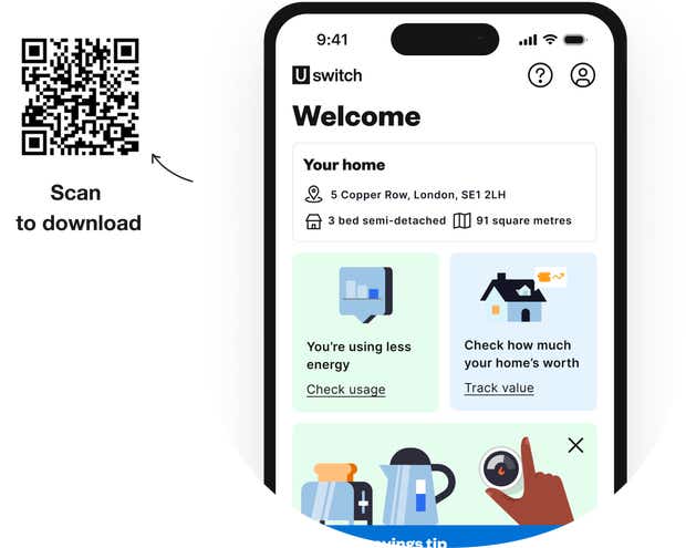 Energy app screen with QR code