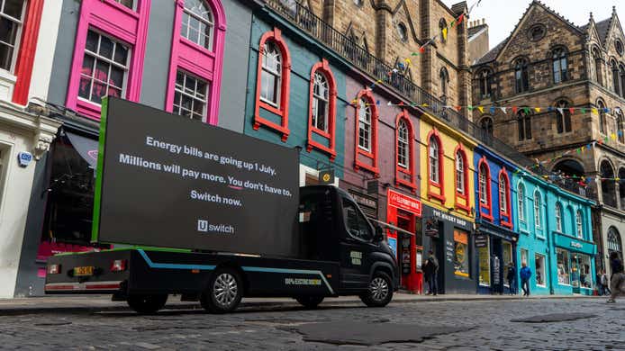 Uswitch digivan warning about the price cap in Edinburgh